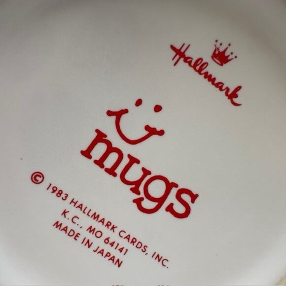 Hallmark Mugs Holly Days Merry Christmas Mouse Coffee Cup Japan 1983 12 oz VTG - Picture 3 of 10